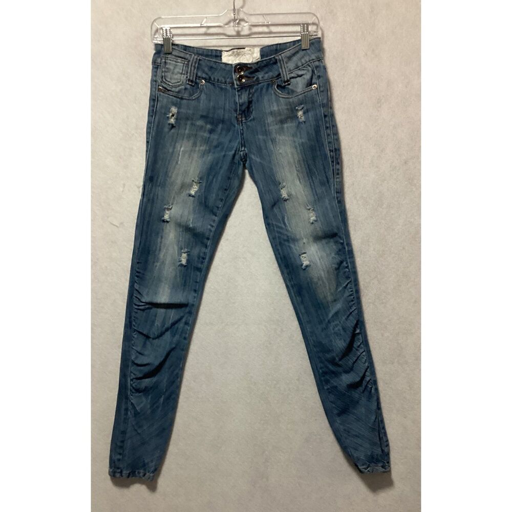 Dollhouse Jeans Jrs. Size 3 Skinny Stretch Very Distressed Denim